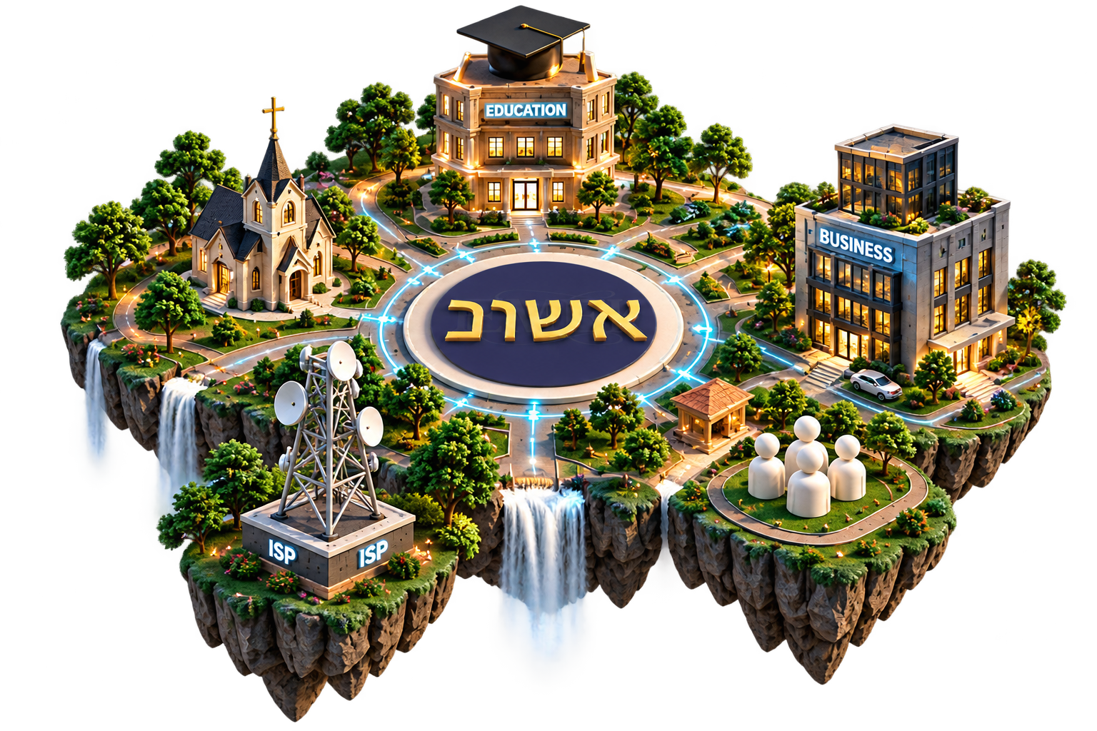 Emek Technology ecosystem: Education, Church, Business, ISP/Broadband and Community connected through one technology hub